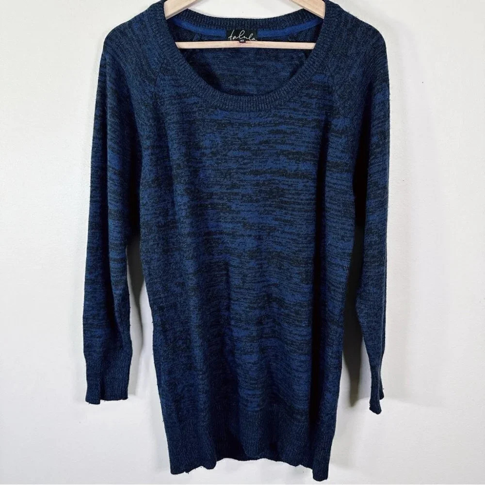 Aritzia Talula Heathered Blue Cashmere Three Quarter Sweater